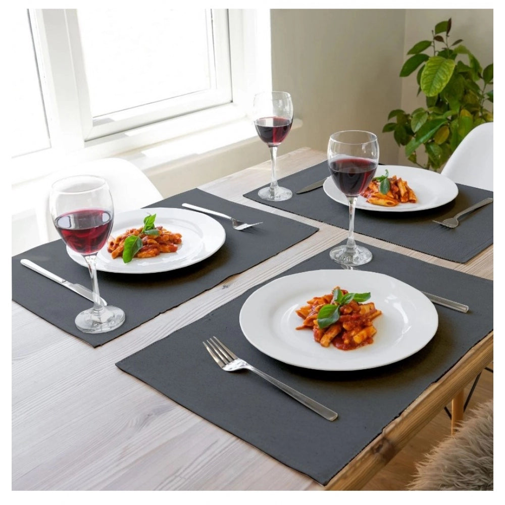 Amfyn Solid Cotton Place Mats Sets (Grey)