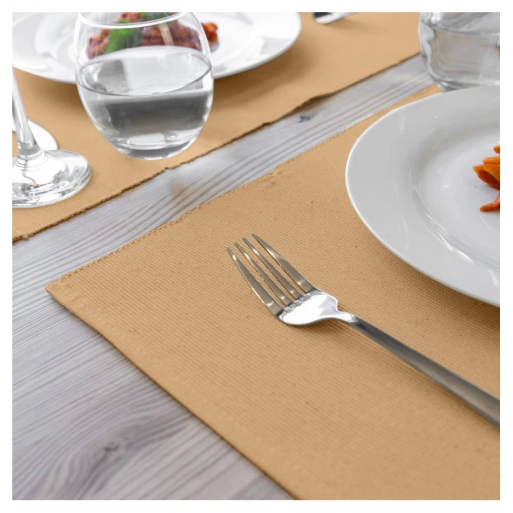 Amfyn Ribbed Cotton Place Mats Sets (Beige)