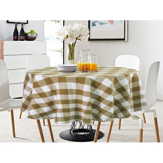 Amfyn Checked Cotton Checks Table Cloth (Beige)