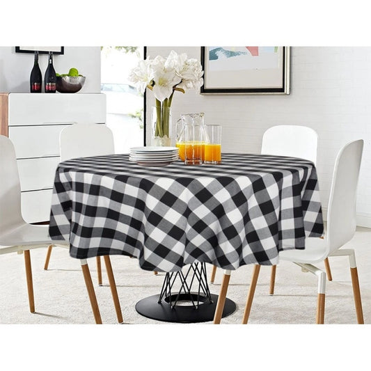 Amfyn Checked Cotton Checks Table Cloth (Black)