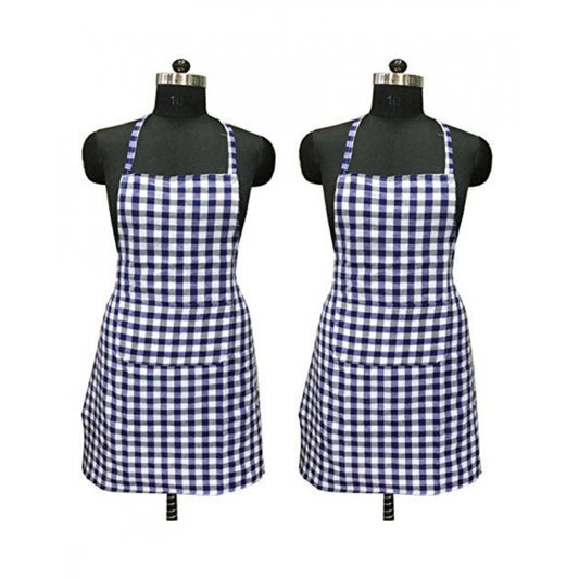 Fashion Checkered Cotton Apron Sets (Blue)