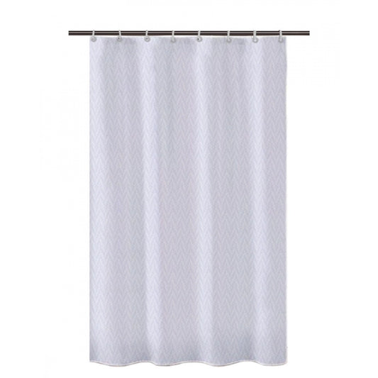 Amfyn Waves Polyester Plain Shower Curtains with Plastic Eyelets (White)