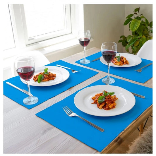 Amfyn Solid Cotton Place Mats Sets (Turquoise Blue)