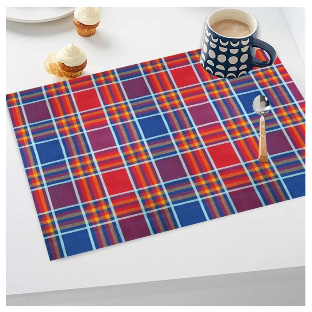 Amfyn Checked Cotton Place Mats Sets (Multicolor)