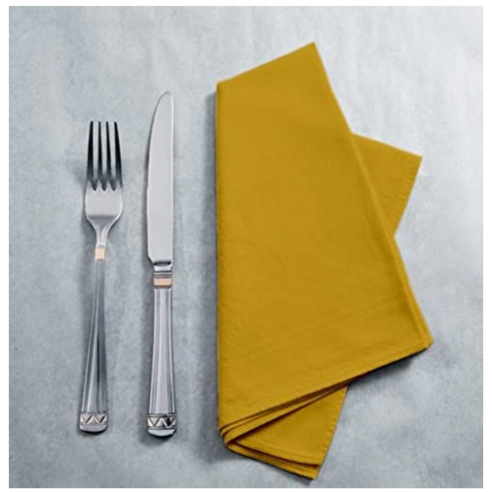 Amfyn Solid Cotton Napkins Sets (Mustard Yellow)