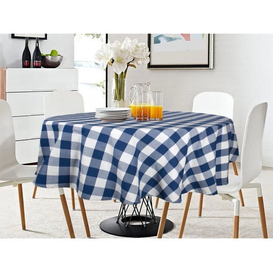 Amfyn Checked Cotton Checks Table Cloth (Royal Blue)