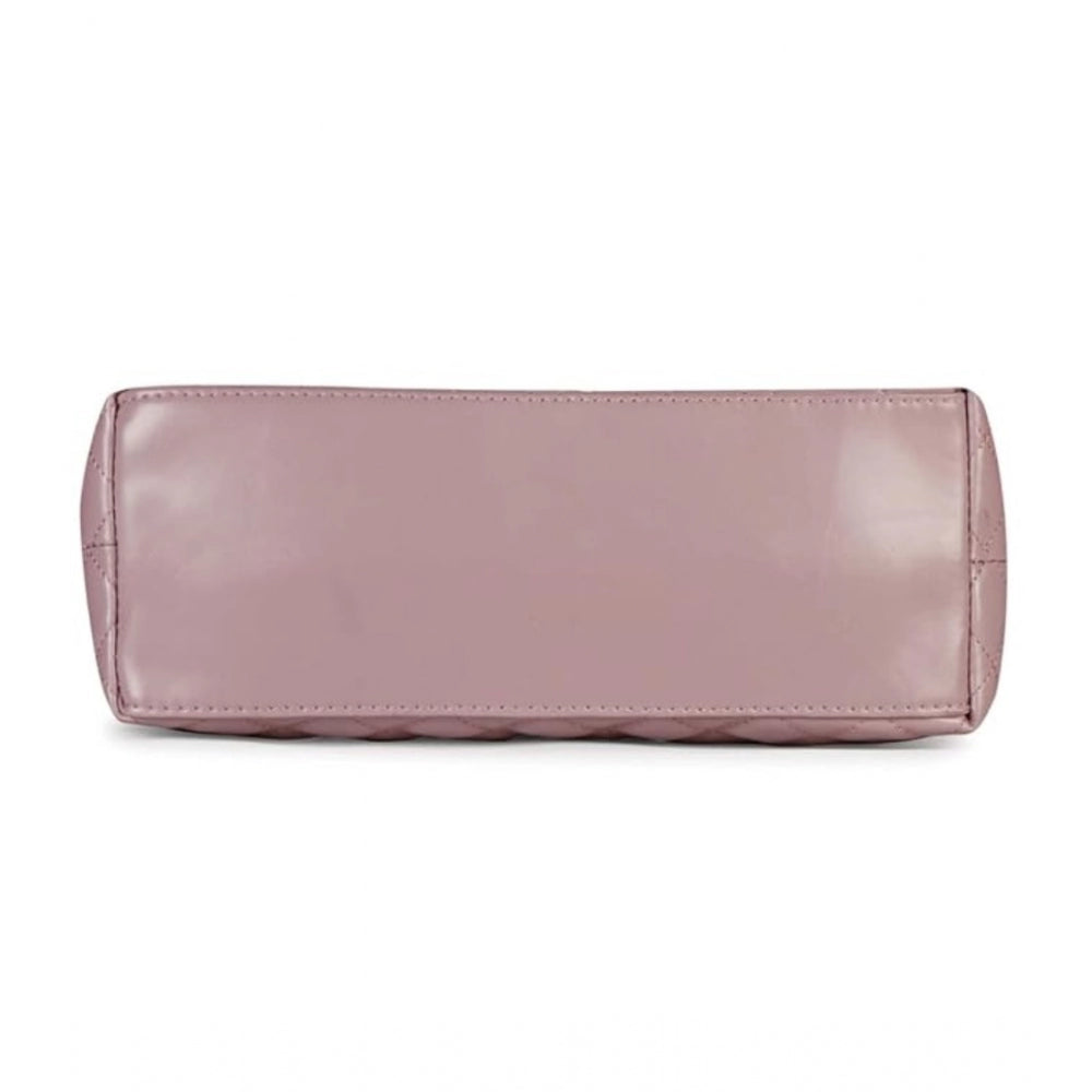 Fashion Women's Polyurethane Textured  Shoulder Bag (Blush Pink)