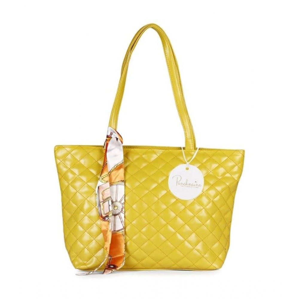 Fashion Women's Polyurethane Textured  Shoulder Bag (Yellow)