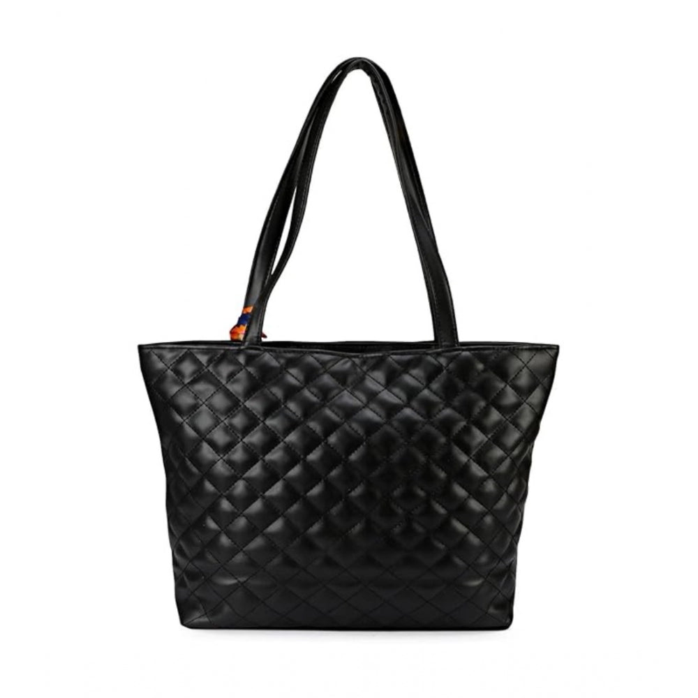 Fashion Women's Polyurethane Textured  Shoulder Bag (Black)