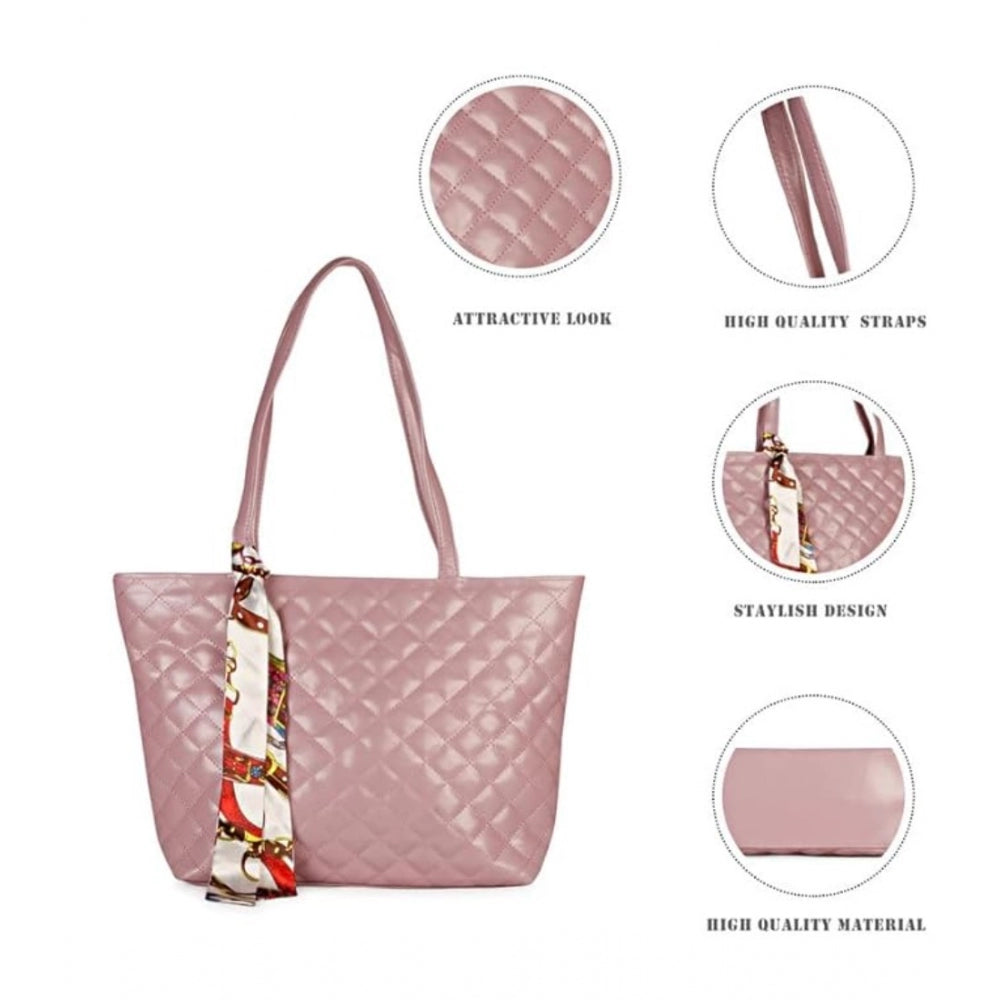 Fashion Women's Polyurethane Textured  Shoulder Bag (Blush Pink)