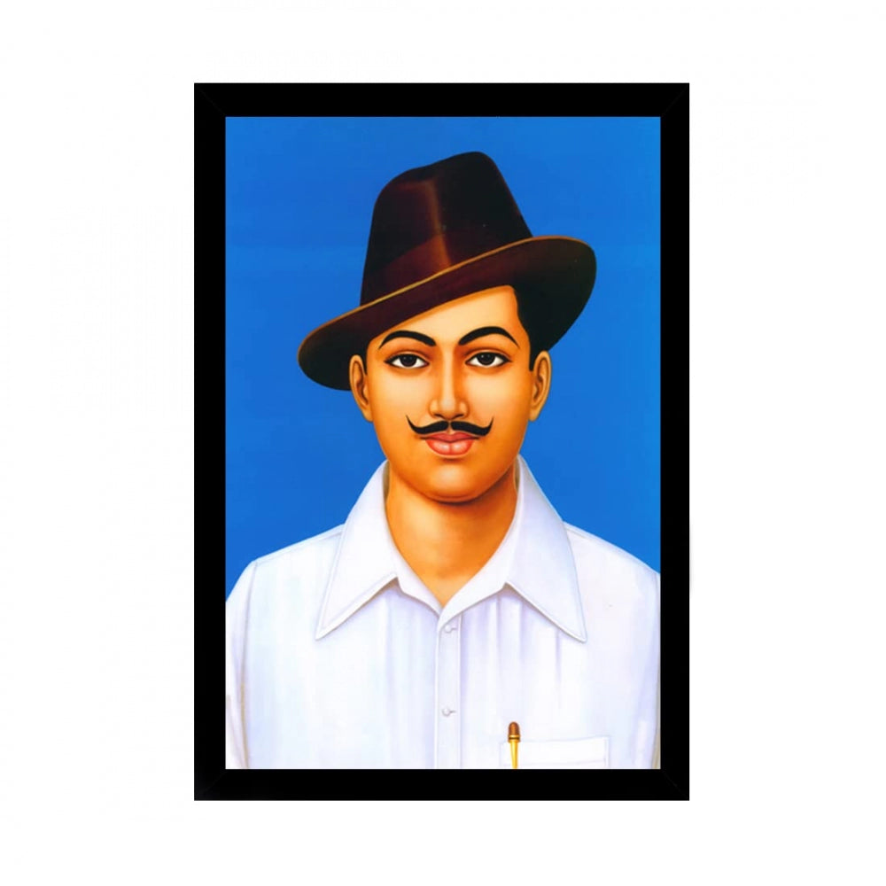 Amfyn Bhagat Singh Painting with Synthetic Photo Frame (Multicolor)