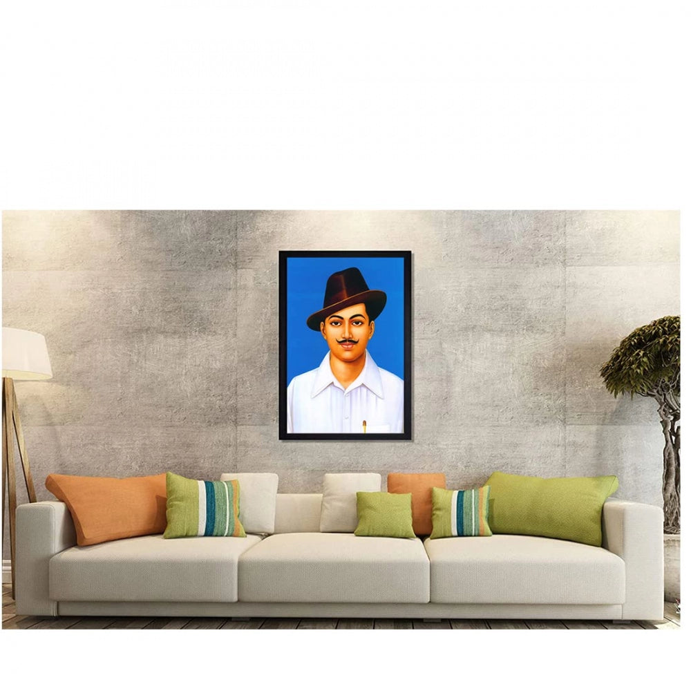 Amfyn Bhagat Singh Painting with Synthetic Photo Frame (Multicolor)