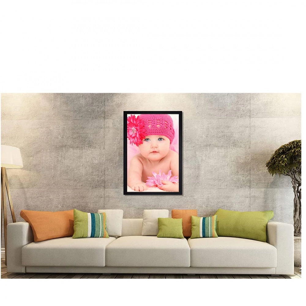 Amfyn Baby Photo Painting with Synthetic Photo Frame (Multicolor)