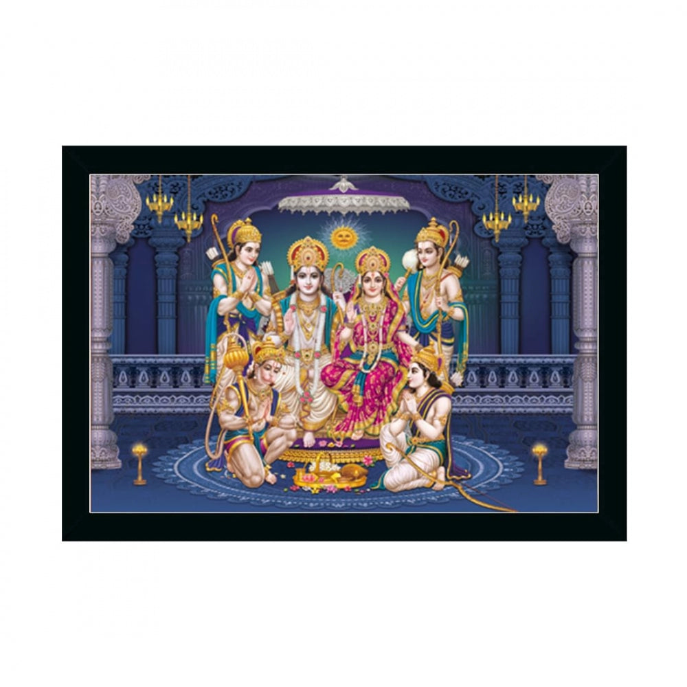 Amfyn Ayodhya Ram Mandir Painting with Synthetic Photo Frame (Multicolor)