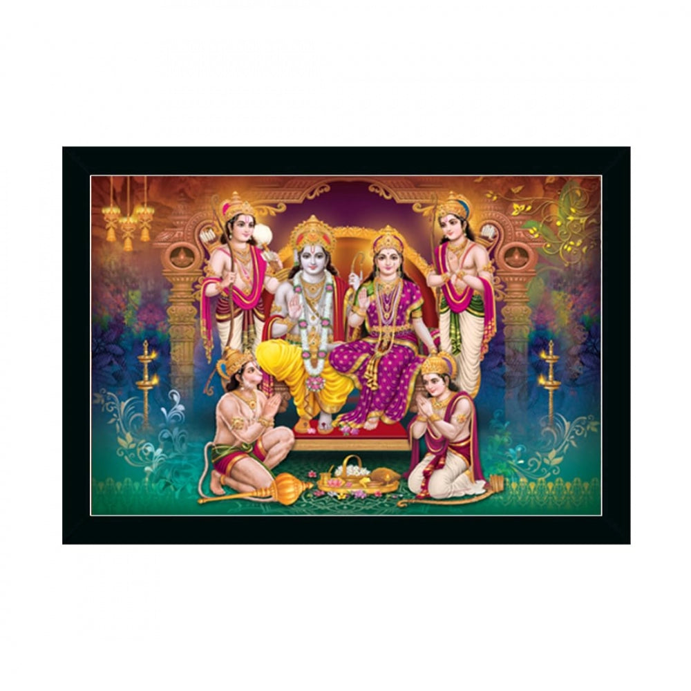 Amfyn Ayodhya Ram Mandir Painting with Synthetic Photo Frame (Multicolor)