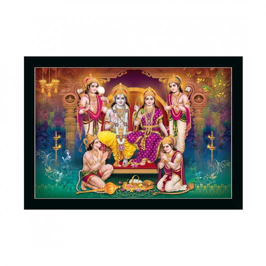 Amfyn Ayodhya Ram Mandir Painting with Synthetic Photo Frame (Multicolor)