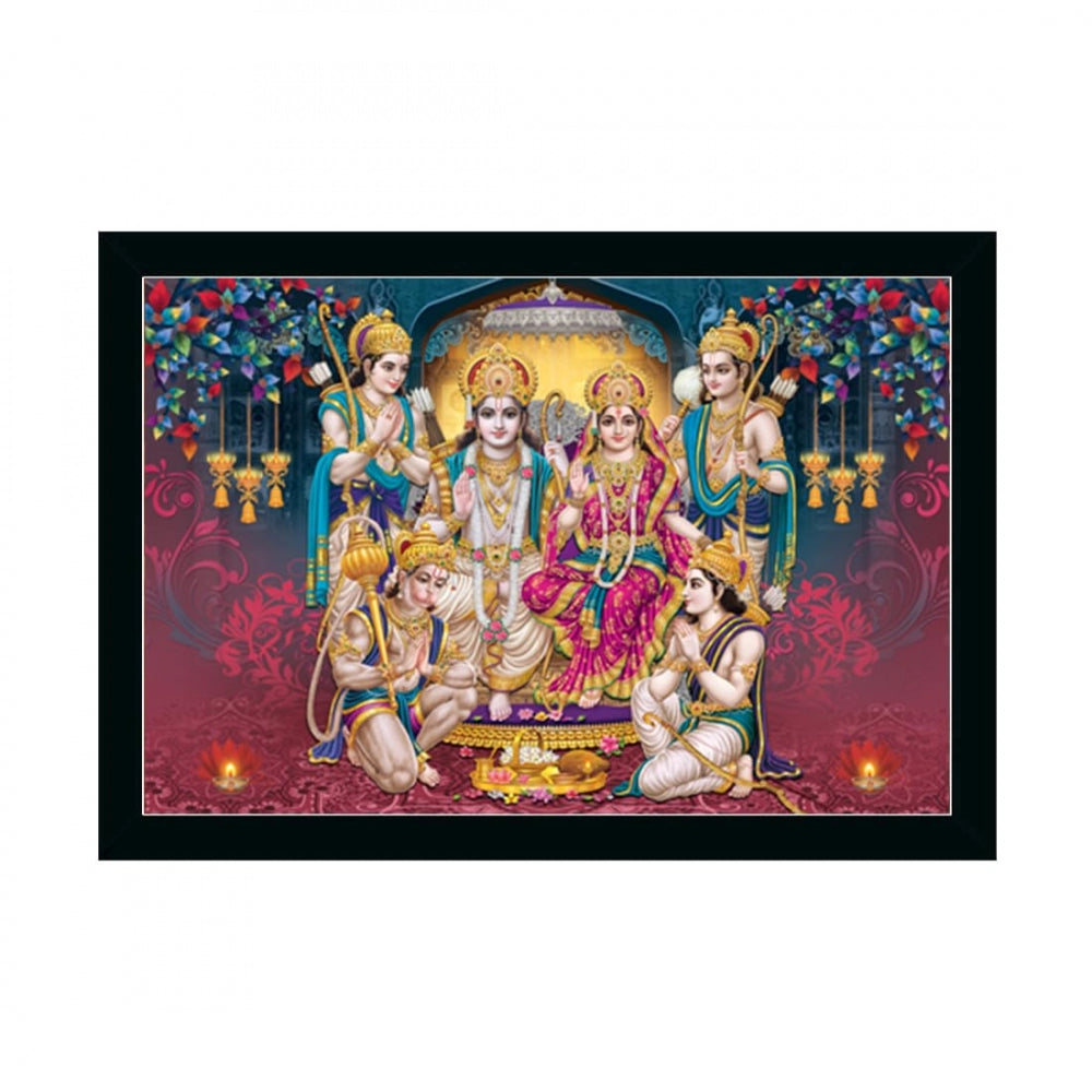 Amfyn Ayodhya Ram Mandir Painting with Synthetic Photo Frame (Multicolor)