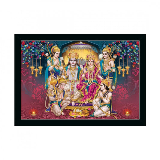 Amfyn Ayodhya Ram Mandir Painting with Synthetic Photo Frame (Multicolor)