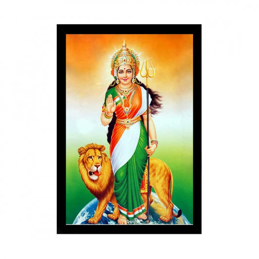 Amfyn Bharat Mata Painting with Synthetic Photo Frame (Multicolor)