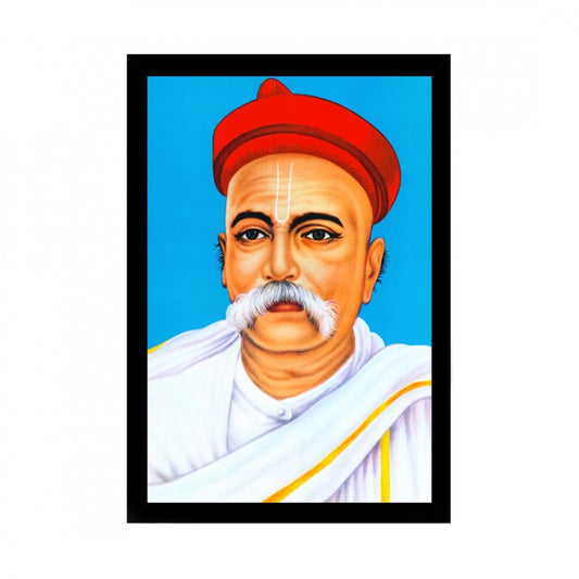 Amfyn Bal Gangadhar Tilak Painting with Synthetic Photo Frame (Multicolor)