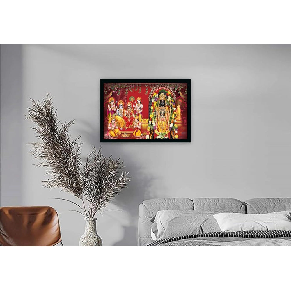 Amfyn Ayodhya ram lalla Painting with Synthetic Photo Frame (Multicolor)