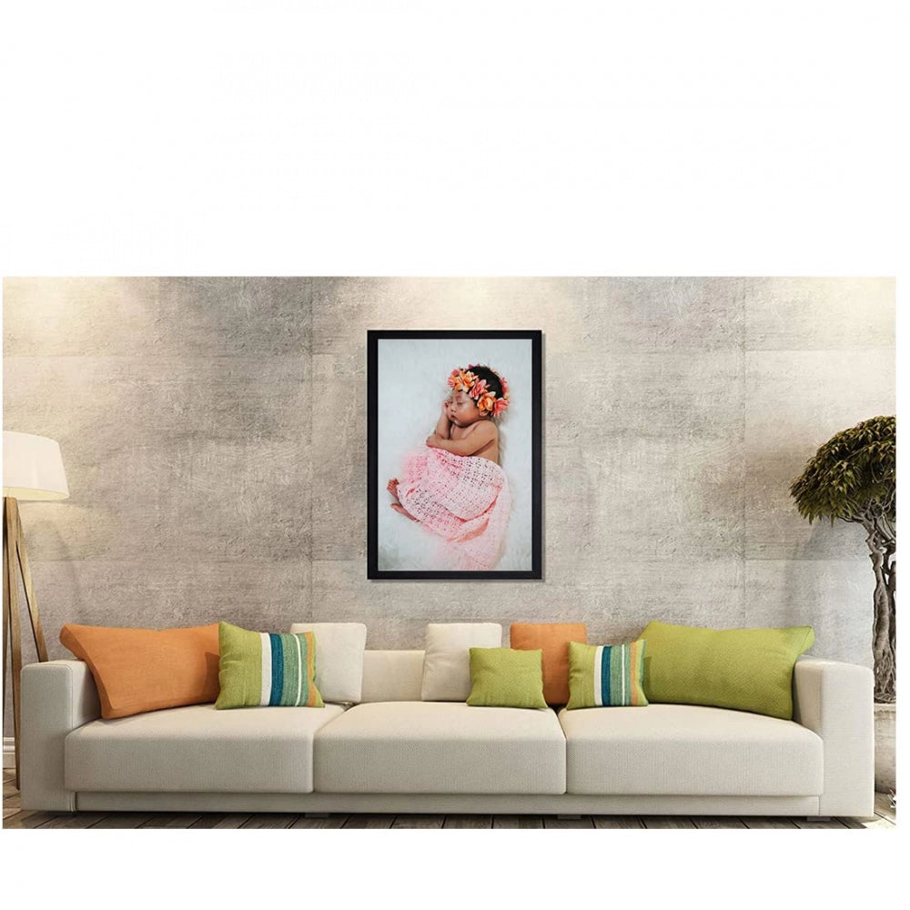 Amfyn Baby Photo Painting with Synthetic Photo Frame (Multicolor)