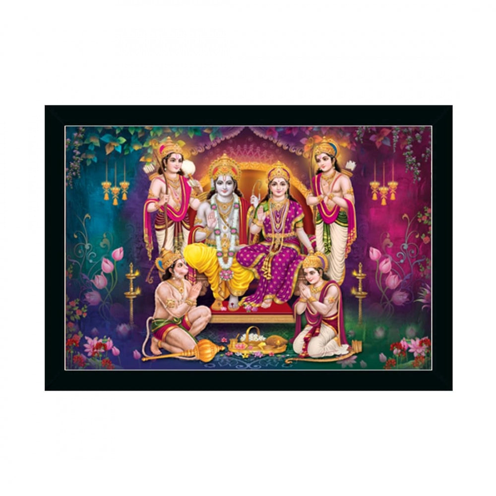 Amfyn Ayodhya Ram Mandir Painting with Synthetic Photo Frame (Multicolor)