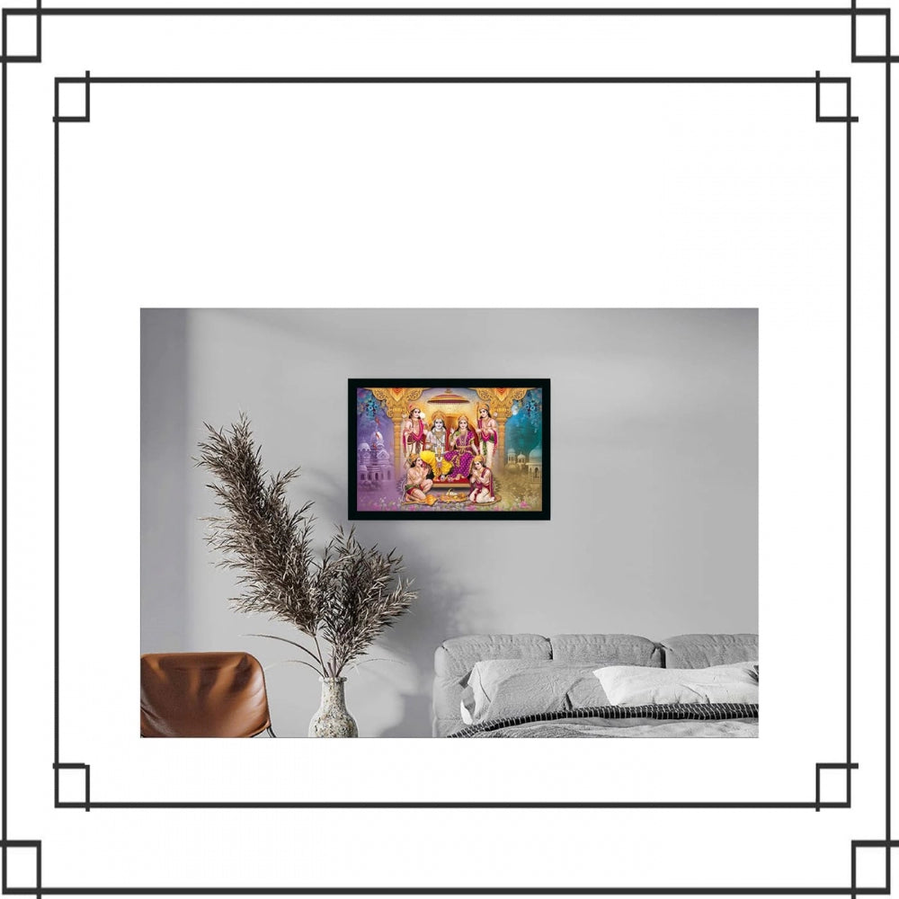 Amfyn Ayodhya Ram Mandir Painting with Synthetic Photo Frame (Multicolor)