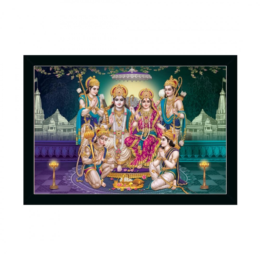 Amfyn Ayodhya Ram Mandir Painting with Synthetic Photo Frame (Multicolor)