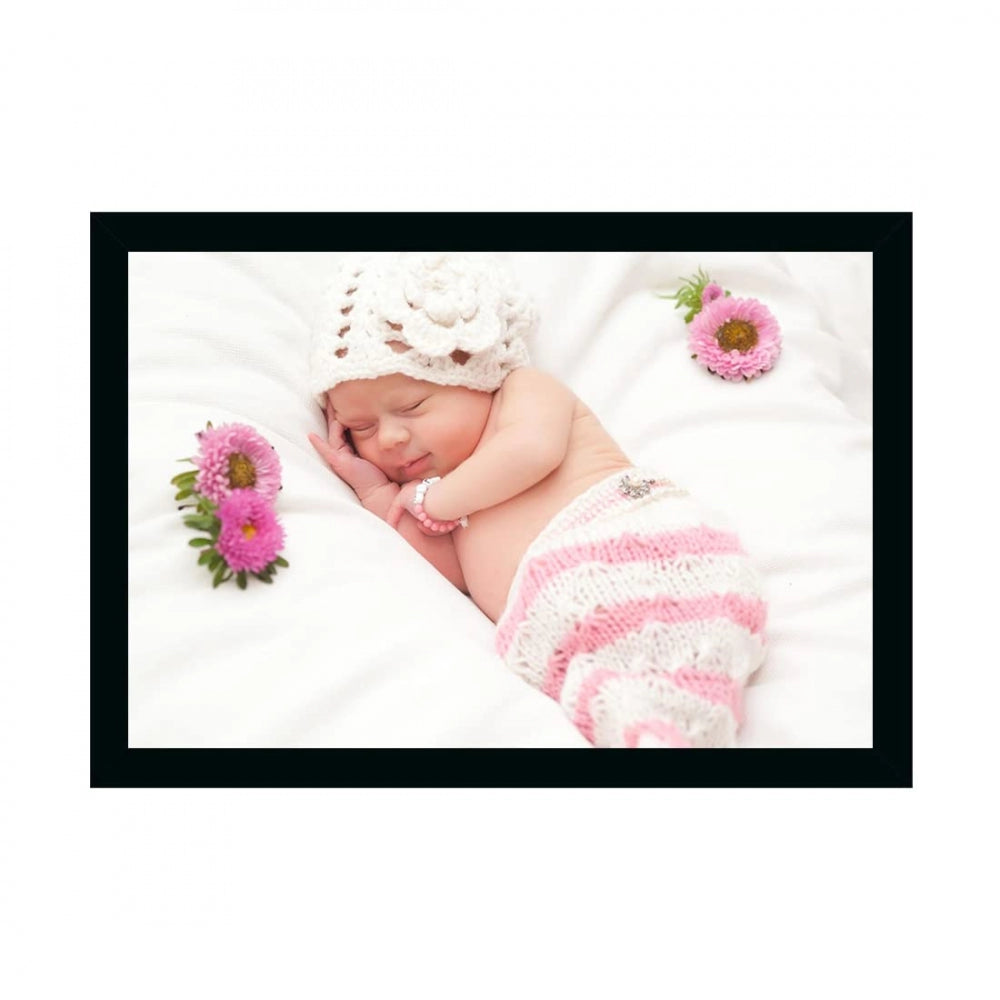 Amfyn Baby Photo Painting with Synthetic Photo Frame (Multicolor)