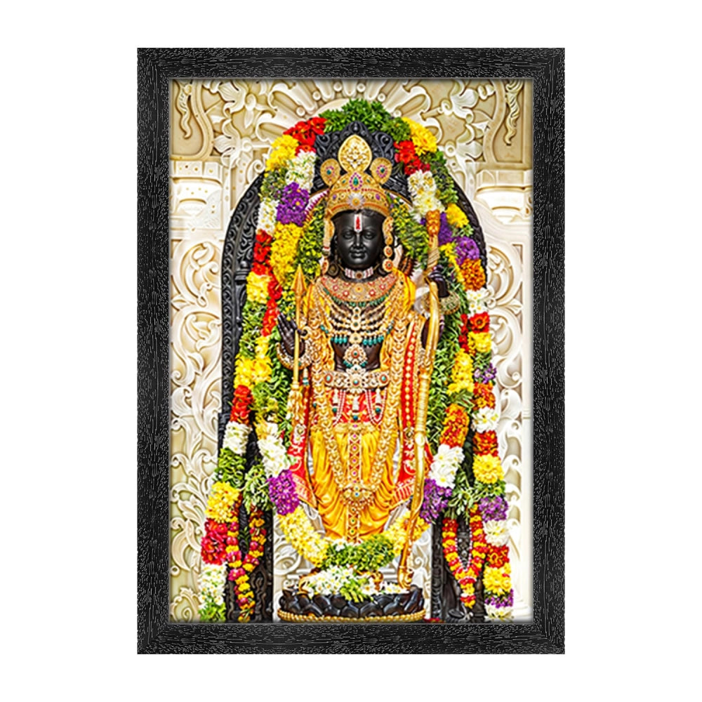 Amfyn Ayodhya ram lalla Painting with Synthetic Photo Frame (Multicolor)