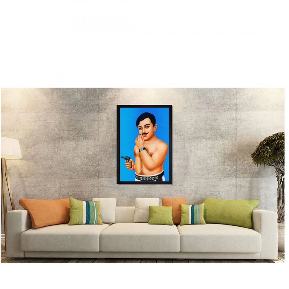 Amfyn Chandra Shekhar Azad Painting with Synthetic Photo Frame (Multicolor)