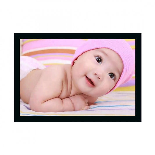 Amfyn Baby Photo Painting with Synthetic Photo Frame (Multicolor)