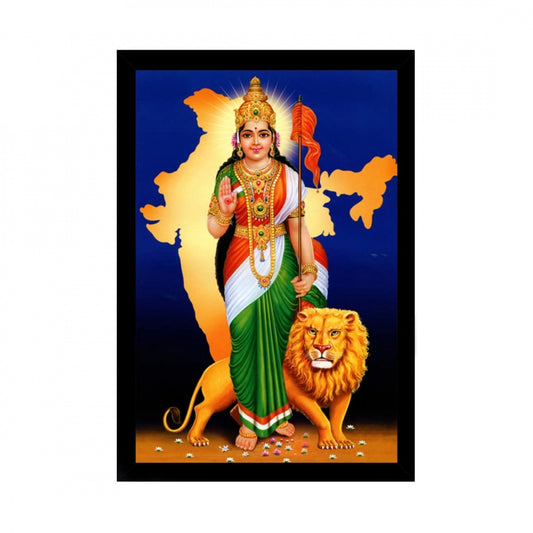 Amfyn Bharat Mata Painting with Synthetic Photo Frame (Multicolor)