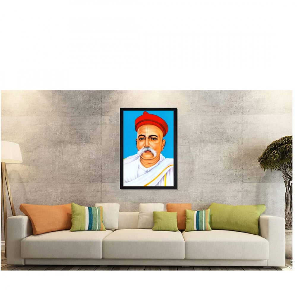 Amfyn Bal Gangadhar Tilak Painting with Synthetic Photo Frame (Multicolor)