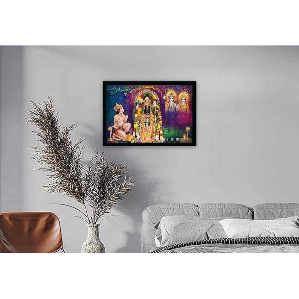 Amfyn Ayodhya ram lalla Painting with Synthetic Photo Frame (Multicolor)