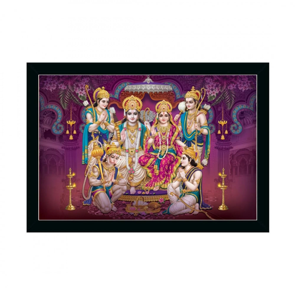 Amfyn Ayodhya Ram Mandir Painting with Synthetic Photo Frame (Multicolor)