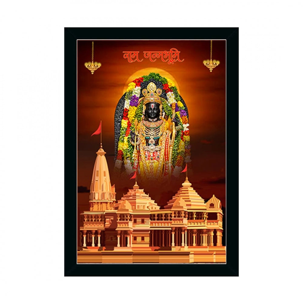 Amfyn Ayodhya ram lalla Painting with Synthetic Photo Frame (Multicolor)