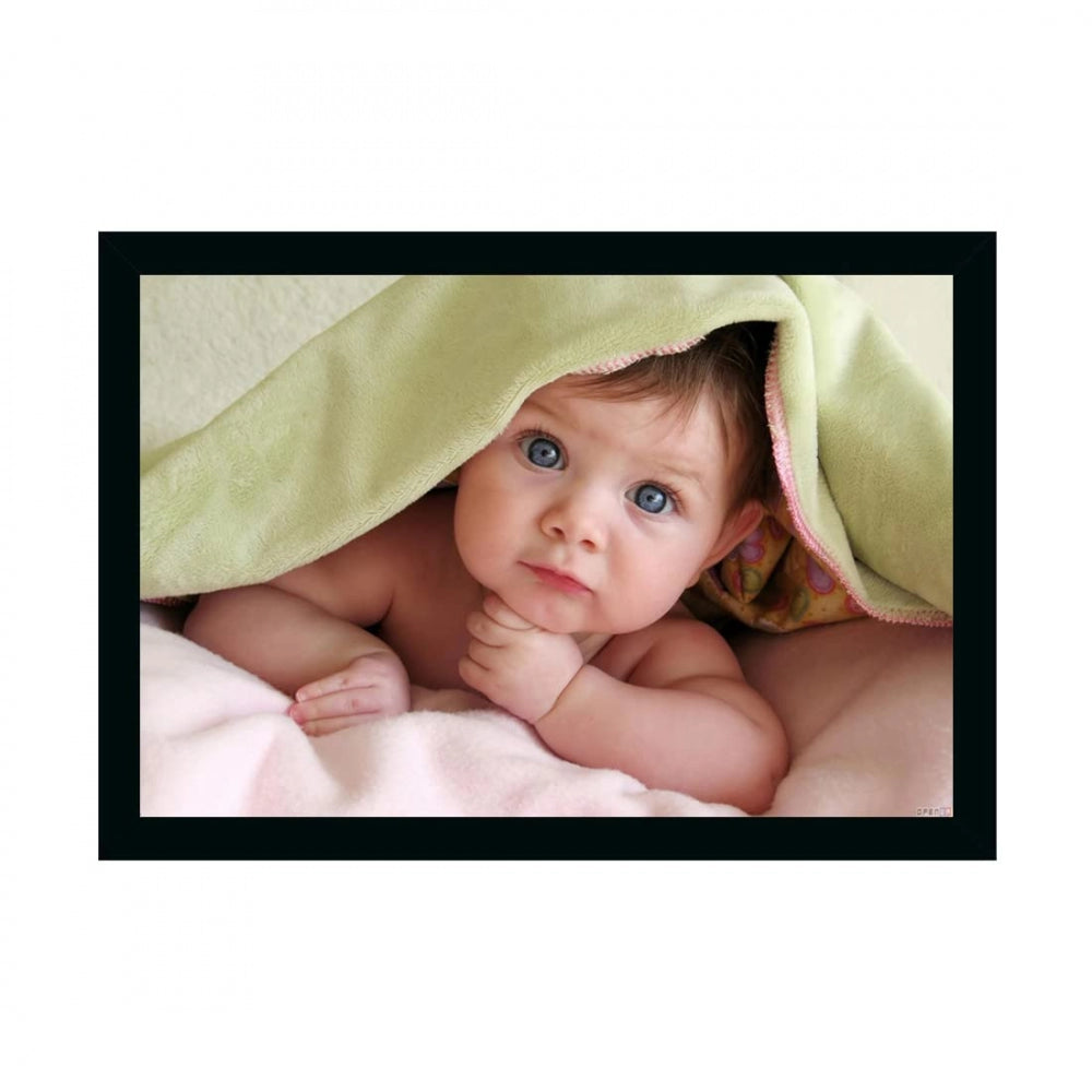 Amfyn Baby Photo Painting with Synthetic Photo Frame (Multicolor)