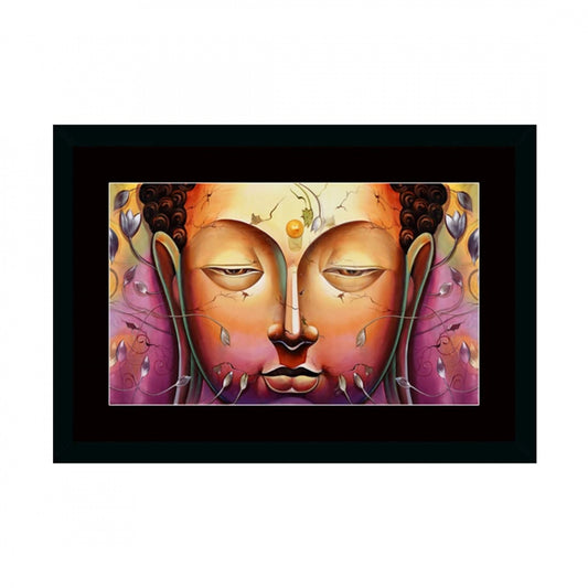 Amfyn Buddha Painting with Synthetic Photo Frame (Multicolor)