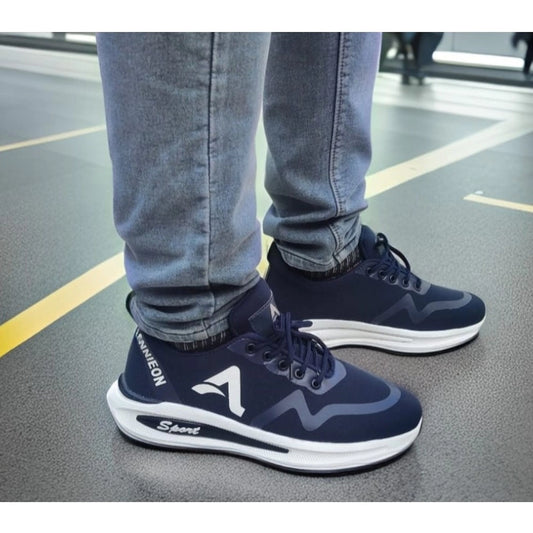 Fashion Men's Solid Synthetic Casual Shoes (Navy Blue)