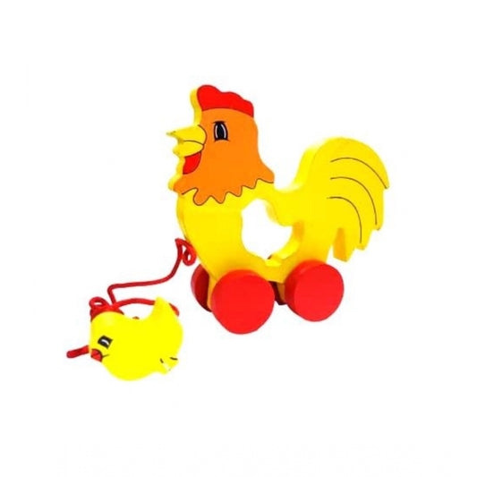 Fashion Wooden Cock Pull Back Action Toy (Multicolor)