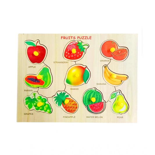 Fashion Wooden Educational Learning Fruits Puzzle Board  (Wood Color)