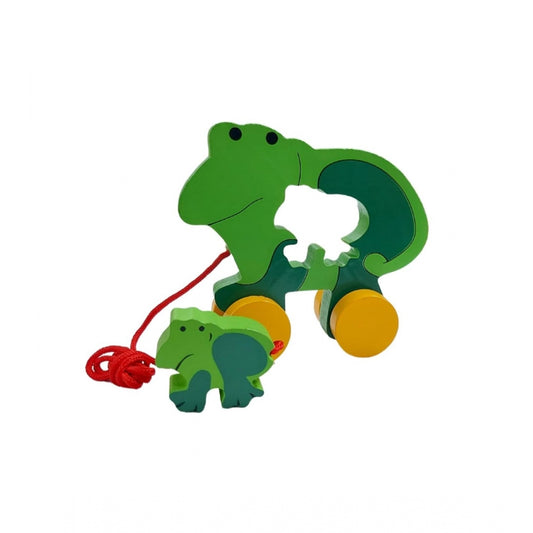 Fashion Wooden Pull Along Toy For Babies  Toddlers Frog (Multicolor)