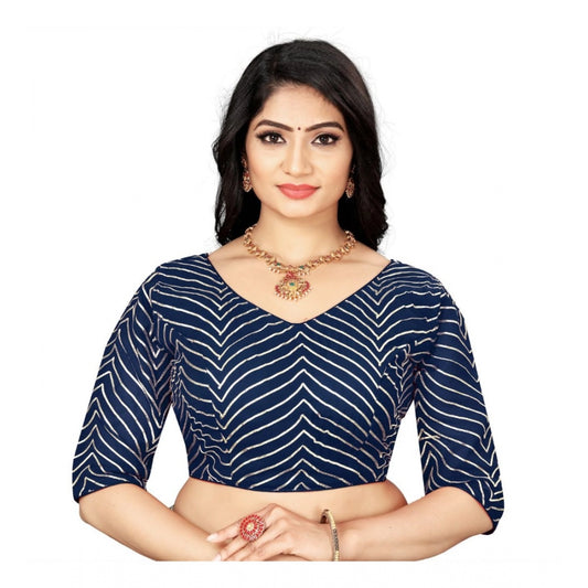 Amfyn Women's Georgette Embroidery Readymade Blouse (Navy Blue, Size: Free Size)