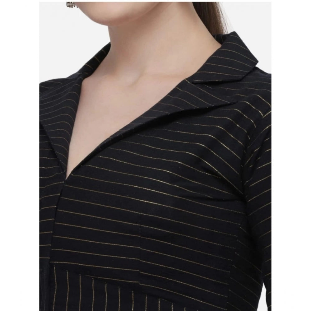 Amfyn Women's Cotton Striped Readymade Blouse (Black, Size: Free Size)