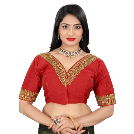 Amfyn Women's Banglory Embroidery Readymade Blouse (Red, Size: Free Size)