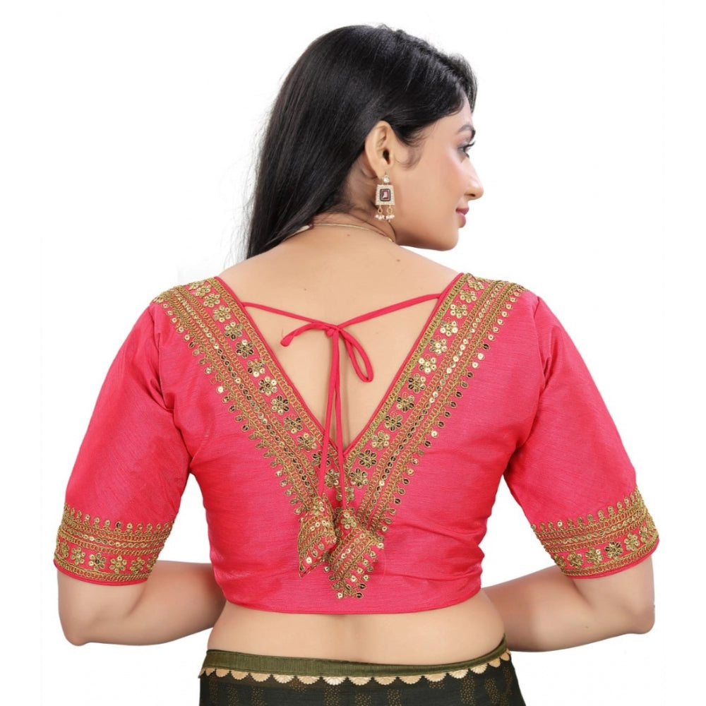 Amfyn Women's Banglory Embroidery Readymade Blouse (Pink, Size: Free Size)