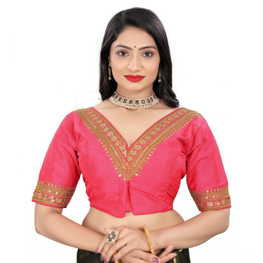 Amfyn Women's Banglory Embroidery Readymade Blouse (Pink, Size: Free Size)