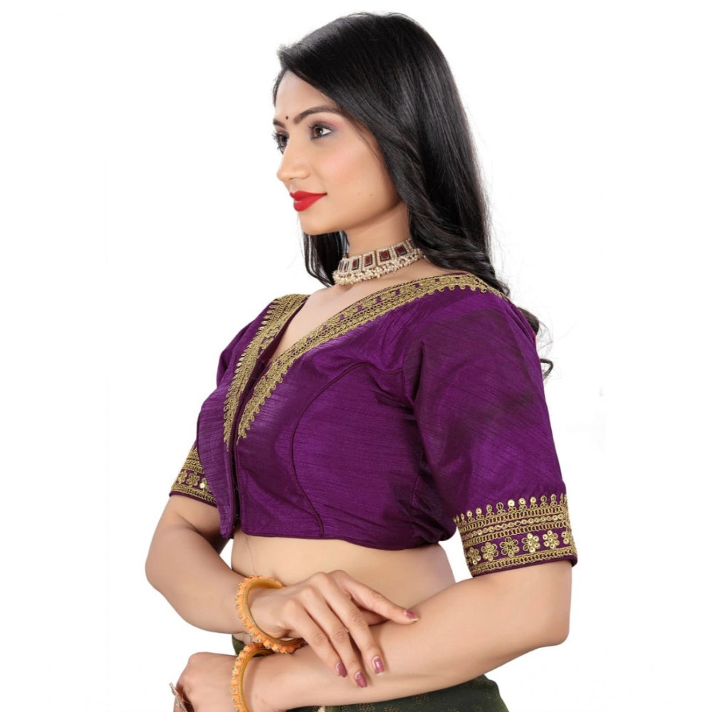 Amfyn Women's Banglory Embroidery Readymade Blouse (Magenta, Size: Free Size)